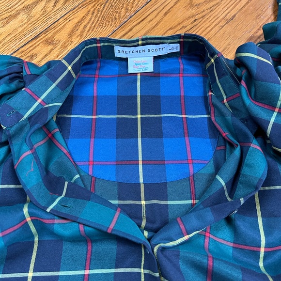 Gretchen Scott green Plaidly Cooper style blouse.  Large.  Juliette style. - Picture 11 of 13